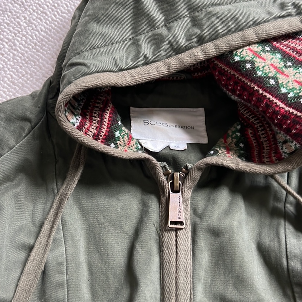 Bcbgeneration, Army Green Jacket With Patterned H… - image 4